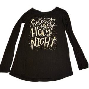 Color Bear NWOT Silent Night Christmas Long Sleeve Shirt Size S Black